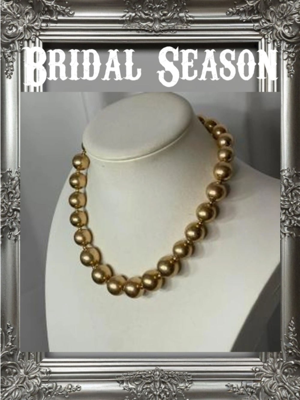 20”Carolee Single Strand Hand Knotted Matte Champagne Gold Bead Necklace